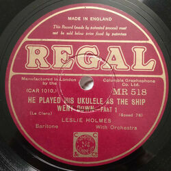 He Played His Ukulele As The Ship Went Down Ukulele Chords by Leslie Holmes